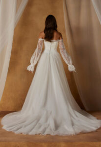 Nordic by Madi Lane Bridal Tulle Wedding Dress with Bridal Jacket at Love it at Stella's Bridal Shop in Westminster Maryland